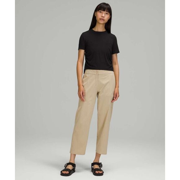 Lululemon Side Cinch Ribbed T-Shirt Black Women 6? Stretch Modal Crew Neck Yoga - Picture 8 of 12